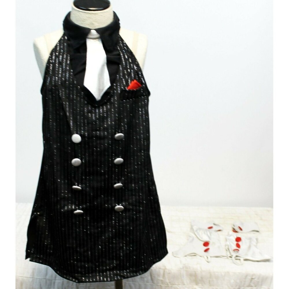 Revolution Dancewear Pinstriped Suit Black Costume Top Womens MC Formal Mob